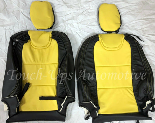 2010-2015 Camaro LS RS SS Custom KATZKIN Leather Seat Covers Black Yellow Center