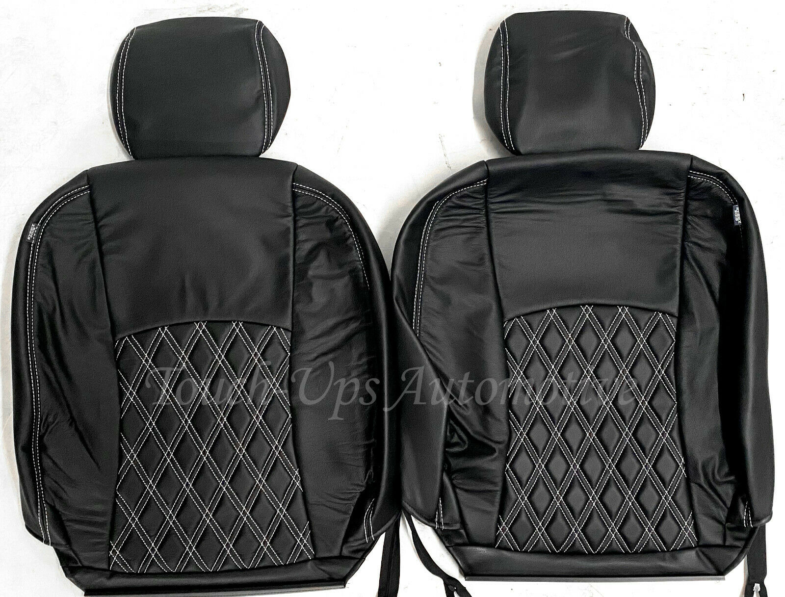 2013-2018 Dodge Ram Crew Cab Katzkin Black Diamond Tekstitch Leather Seat Cover Kit Jump 2pc