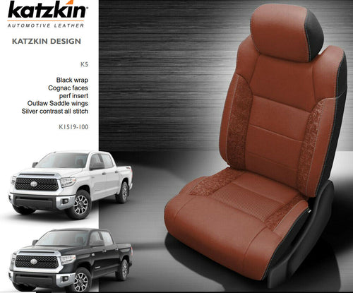2014-2021 Toyota Tundra Double Cab CrewMax Black Cognac Outlaw Leather Seats
