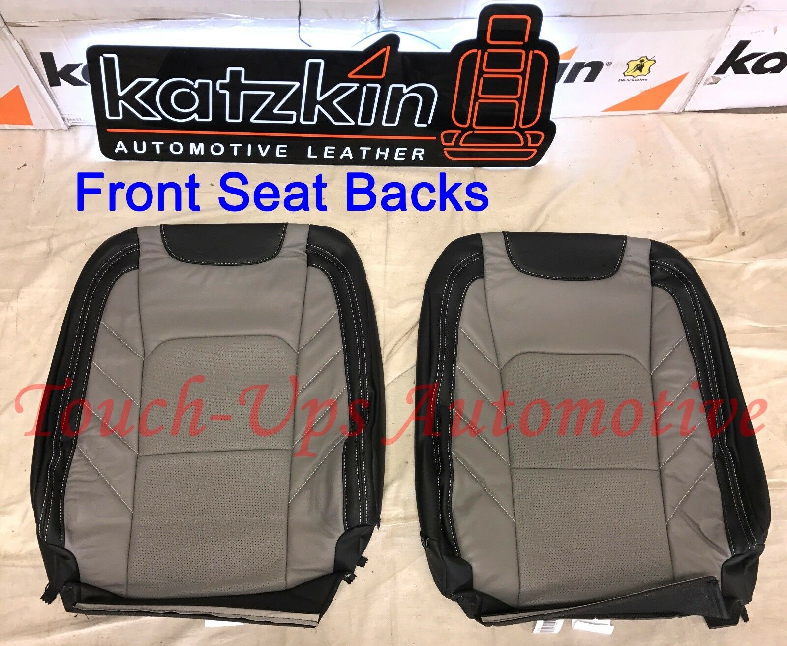 2017-2018 Ford F-250 XLT SuperCrew KATZKIN Leather Seat Covers Black Gray Lim