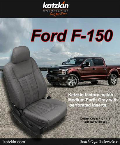 KATZKIN Leather Seat Covers for 19-20 Ford F-150 XLT SuperCrew Medium Earth Gray