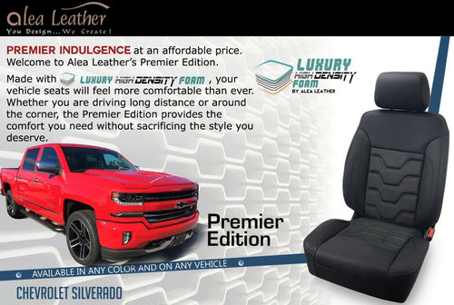 2014-2018 Chevrolet Silverado Crew Cab LT Alea Black Leather Seat Covers Custom