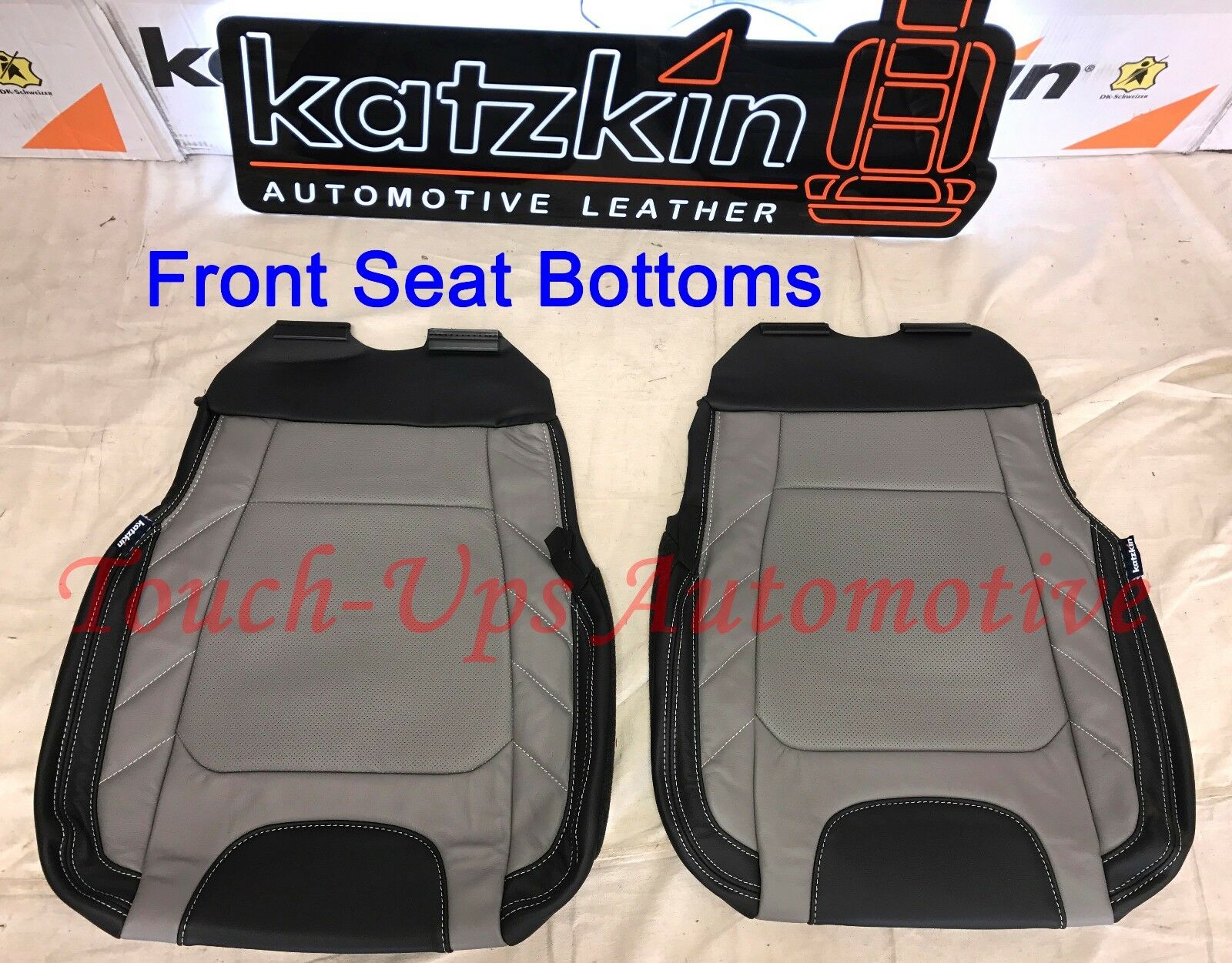 2019-20 Ford F-150 XLT SuperCrew KATZKIN Leather Seat Covers LIMITED Black Gray