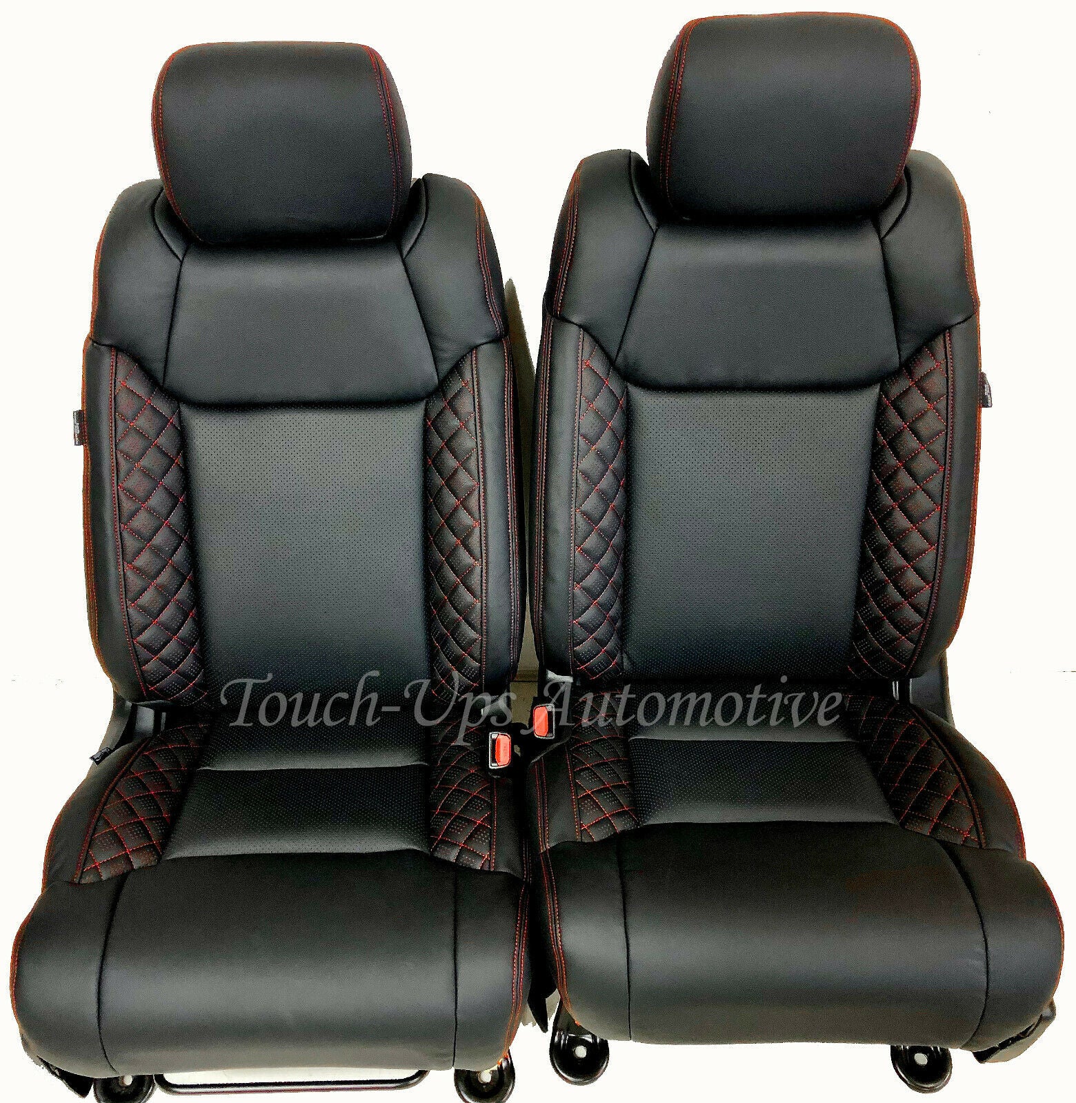 2014-20 Toyota Tundra CrewMax ALEA Diamond Edition Leather Seat Covers Black Red
