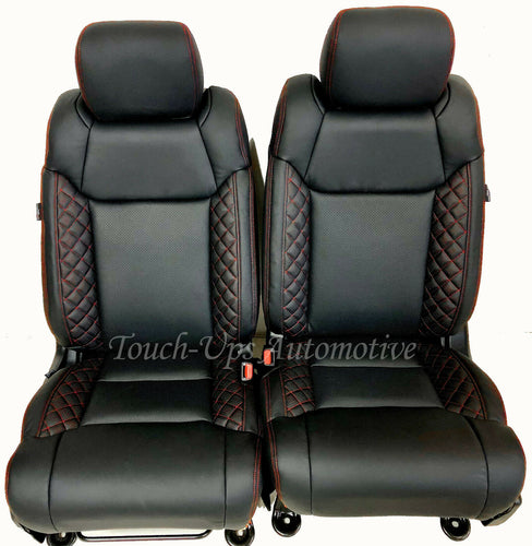 2014-20 Toyota Tundra CrewMax ALEA Diamond Edition Leather Seat Covers Black Red