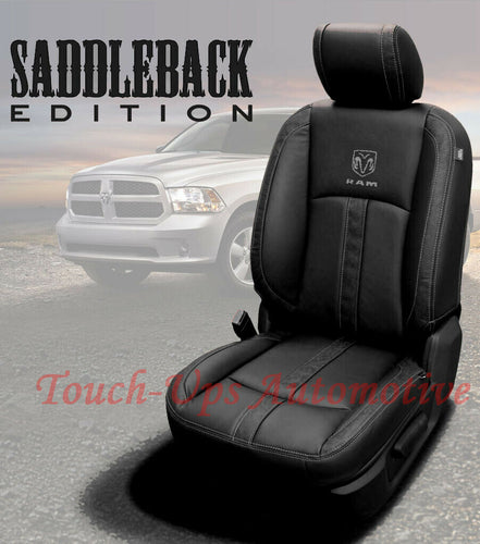 2013-2018 Dodge Ram Crew Cab KATZKIN Saddleback Black Outlaw Leather seats Logo