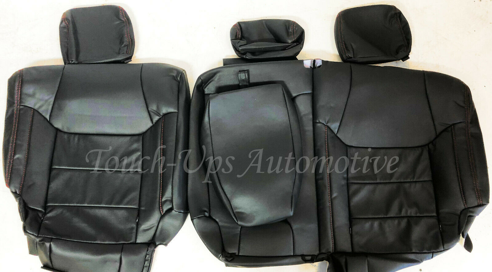 2014-2021 Toyota Tundra CrewMax Black Red Leather Seat Covers kit Logo TRD Pro