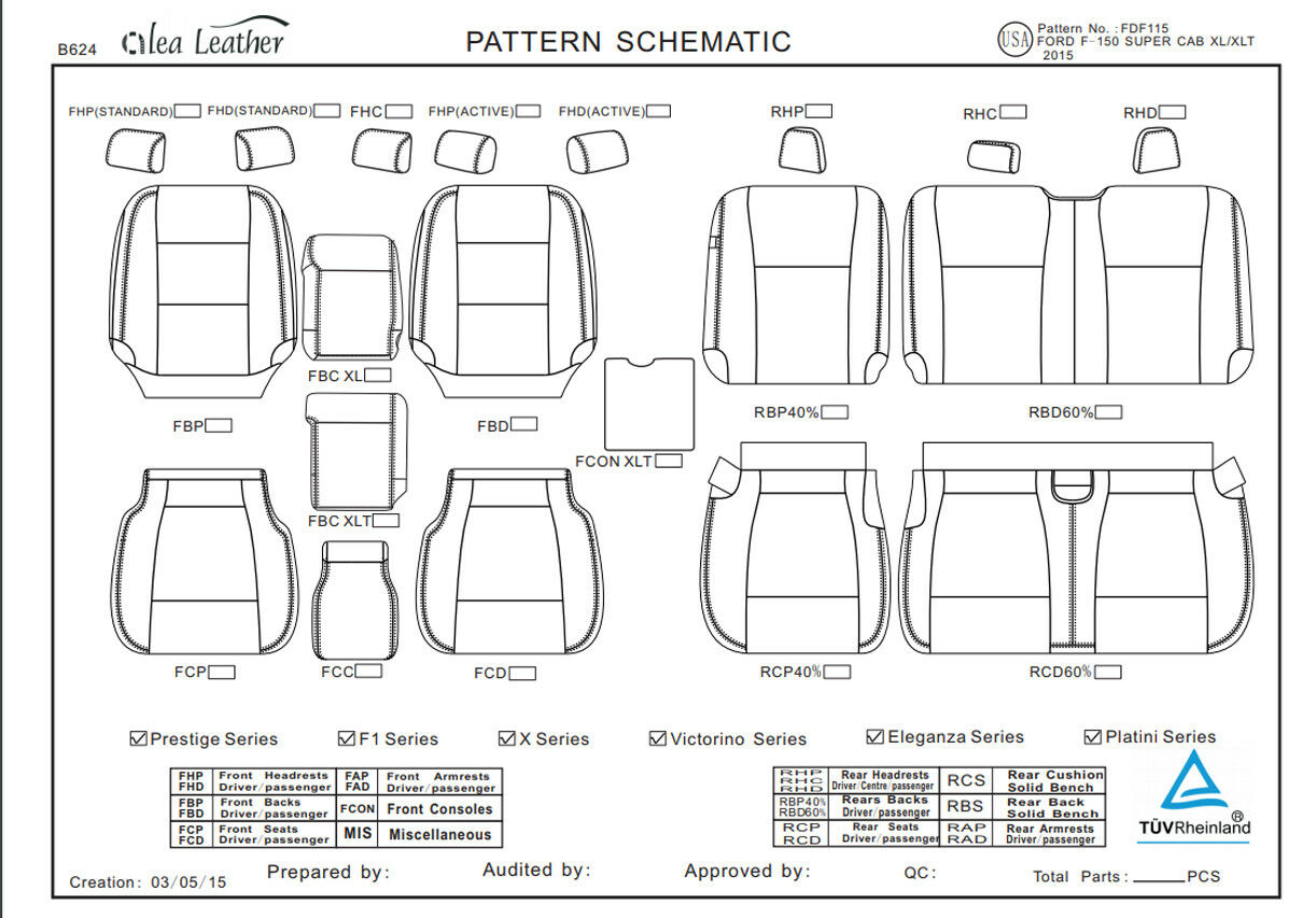 2015-2020 Ford F-150 XLT SuperCrew ALEA Black Red Leather Seat Covers Custom