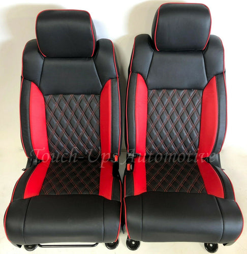 Black Salsa Red Leather Seat Covers TekStitch 2014-2021 Tundra CrewMax Double Cab diamond