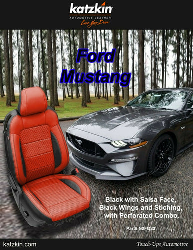 KATZKIN Leather Seat Kit for 2015-2020 Ford Mustang Coupe V6 GT Black Salsa Red