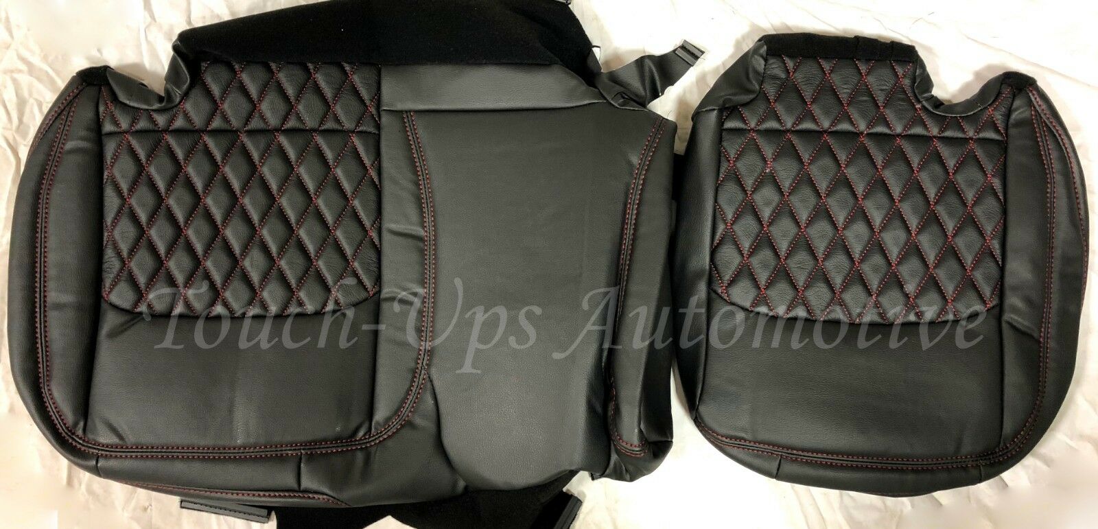 2018-22 Jeep Wrangler JL Leather Seat Covers Black Red Diamond Tekstitch Inserts