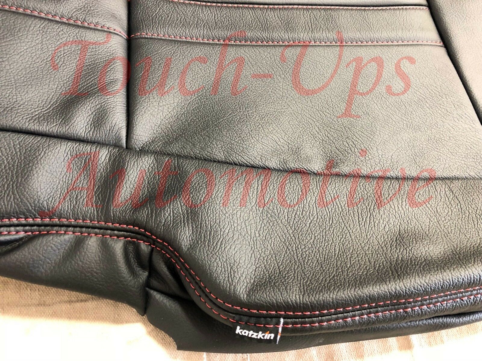 2015-2020 Ford F-150 XLT SuperCrew KATZKIN Black Red Leather Seat Covers Kit