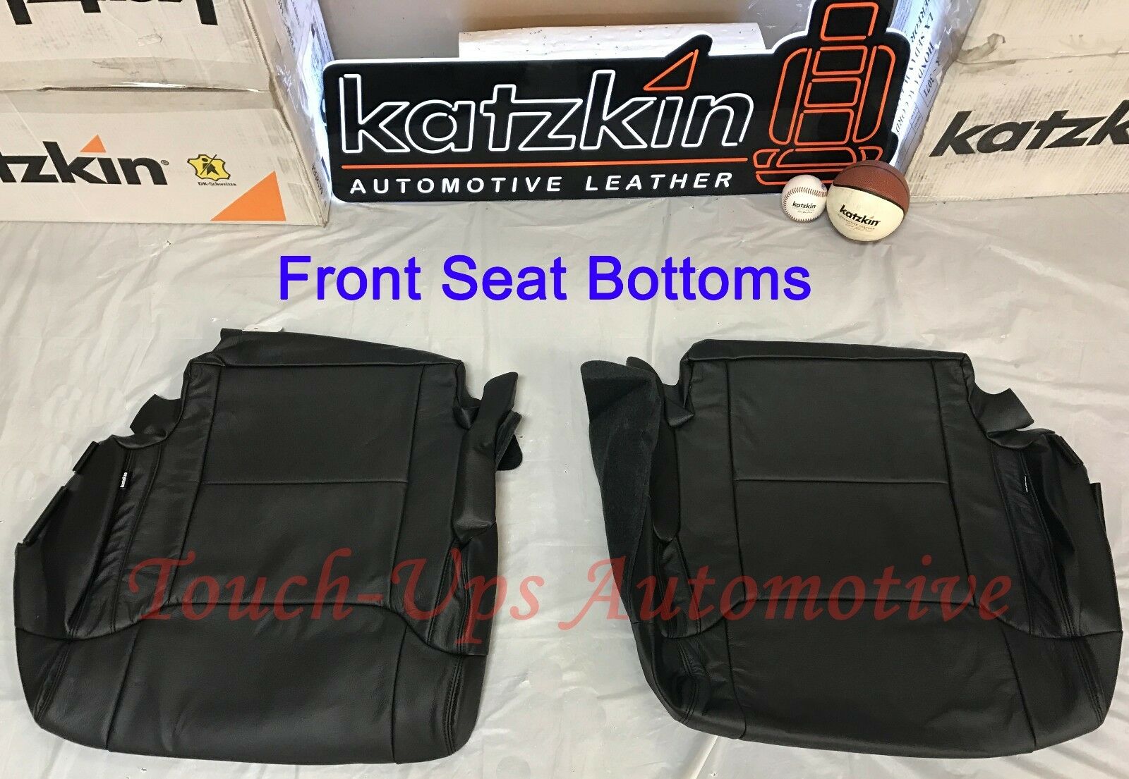 KATZKIN Black Leather Seat Covers for 2014-2020 Toyota Tundra CrewMax SR5 TRD