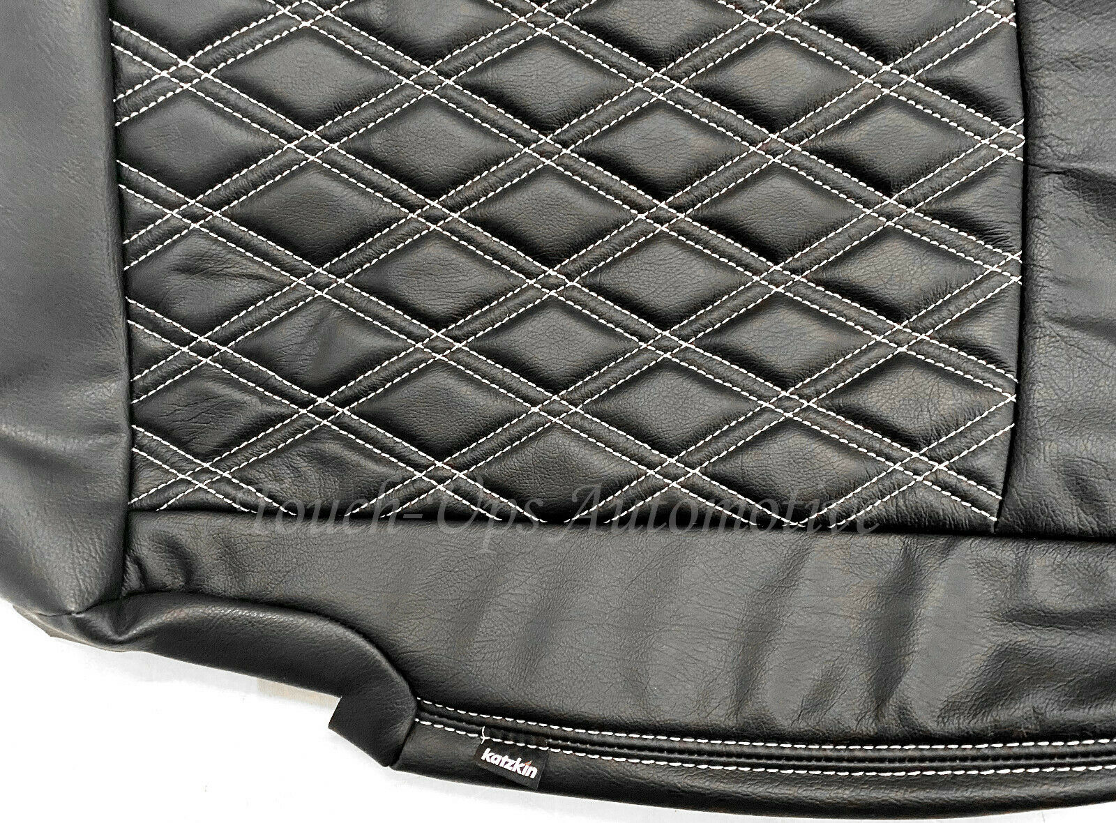 2013-2018 Dodge Ram Crew Cab Katzkin Black Diamond Tekstitch Leather Seat Cover Kit Jump 2pc