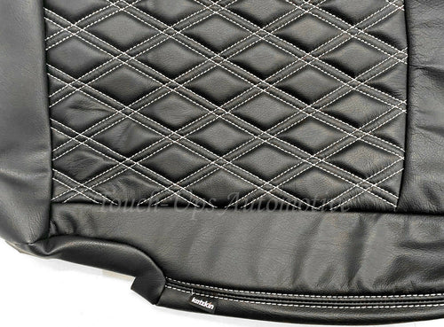 2013-2018 Dodge Ram Crew Cab Katzkin Black Diamond Tekstitch Leather Seat Cover Kit Jump 2pc