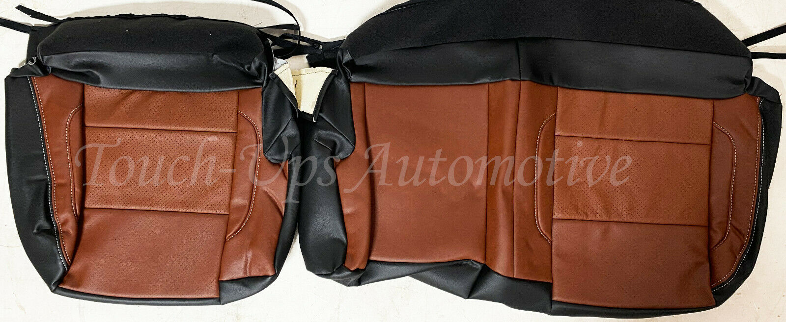 2014-2018 Silverado Double or Crew Cab Leather Seat Covers Kit Mahogany Silver