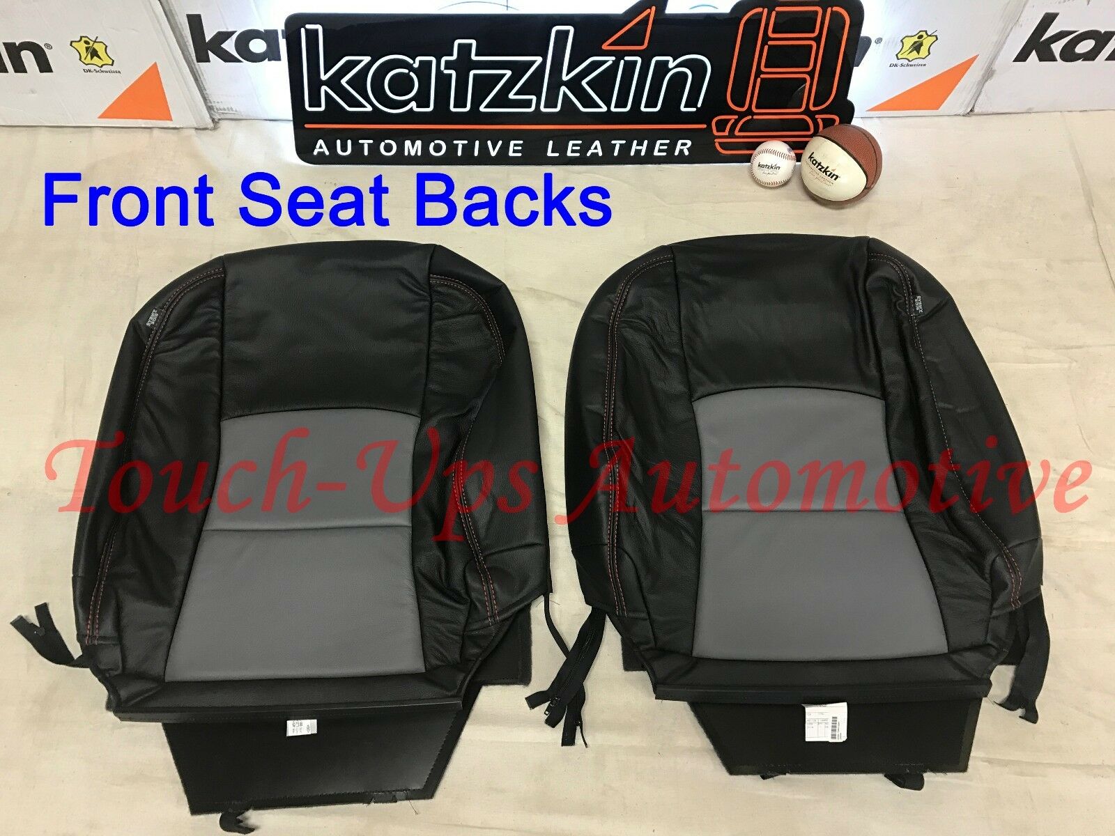 2013-2018 Dodge Ram Crew Cab KATZKIN Black Diesel Gray Salsa Leather Seat Kit
