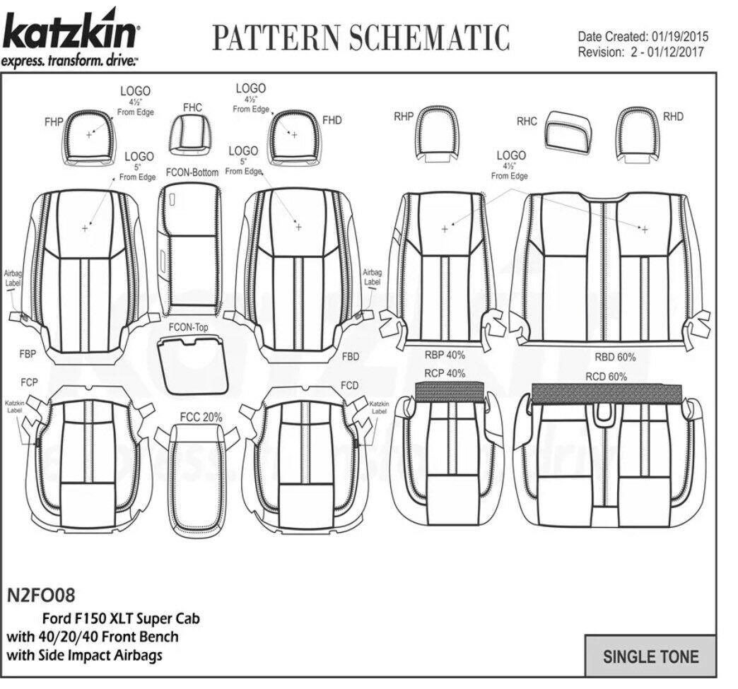 2015-2018 Ford F-150 XLT Super CAB Katzkin Leather Seat Covers Kit Lariat Design