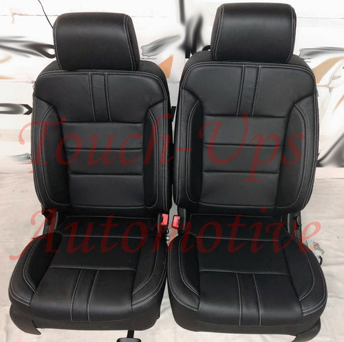 Leather Seat Covers 2014-2018 Chevrolet Silverado Crew Cab Black Silver *Design*