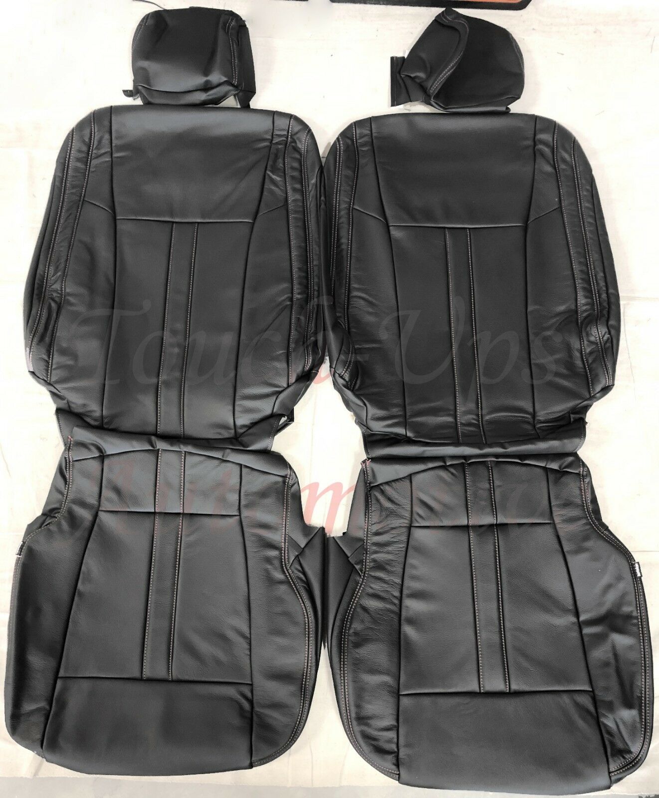 2015-2018 F-150 XLT SuperCrew KATZKIN Black Gray Stitching Leather Seat Covers