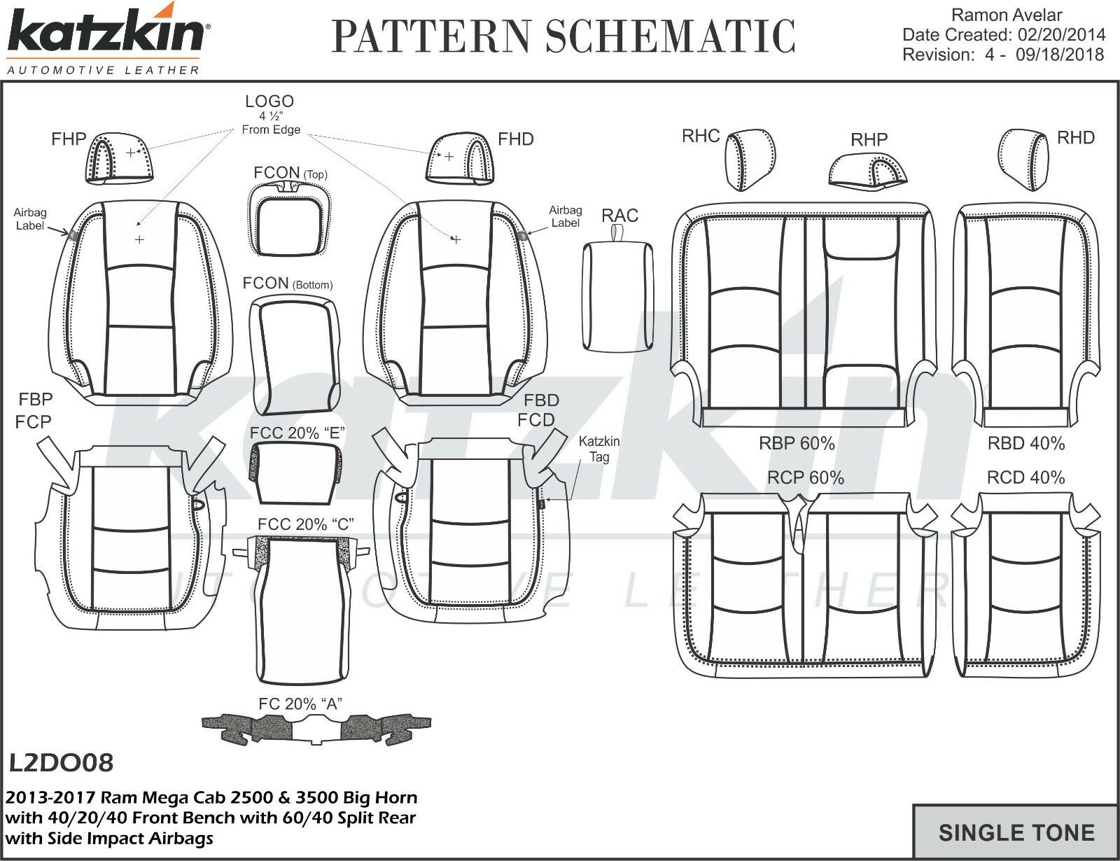 2013-2018 Dodge Ram MEGA Cab KATZKIN Black Leather Seats Kit Replacements Jump