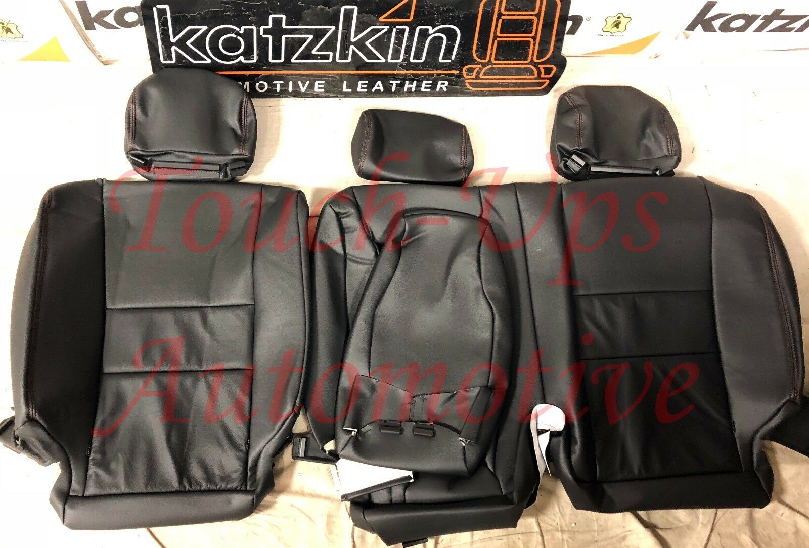 2007-2013 Toyota Tundra CrewMax KATZKIN Black RED Leather Seat Covers Replace
