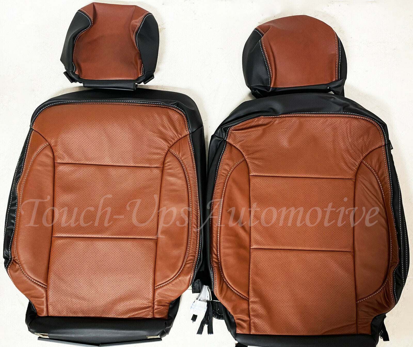 2014-2018 Silverado Double or Crew Cab Leather Seat Covers Kit Mahogany Silver