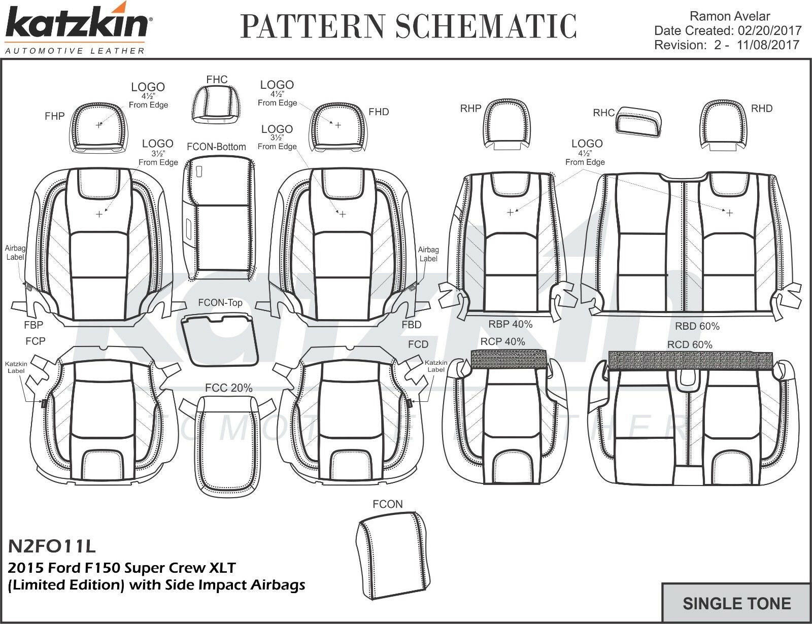 2015-2018 F-150 XLT SuperCrew KATZKIN Leather Seat Covers LIMITED Black Mahogany