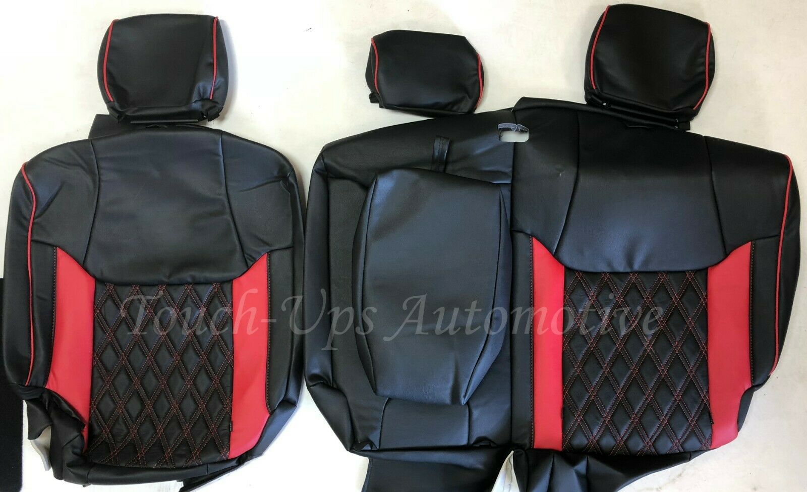 Black Salsa Red Leather Seat Covers TekStitch 2014-2021 Tundra CrewMax Double Cab diamond