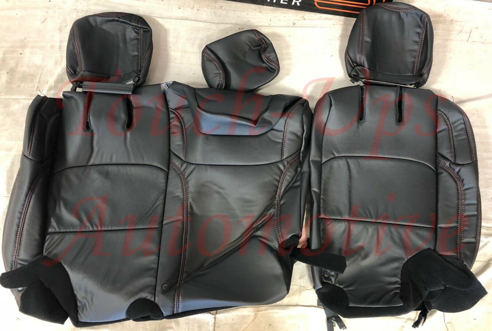 2018-2021 Jeep Wrangler Rubicon 4dr JL KATZKIN Black Red Leather seat Cover Kit