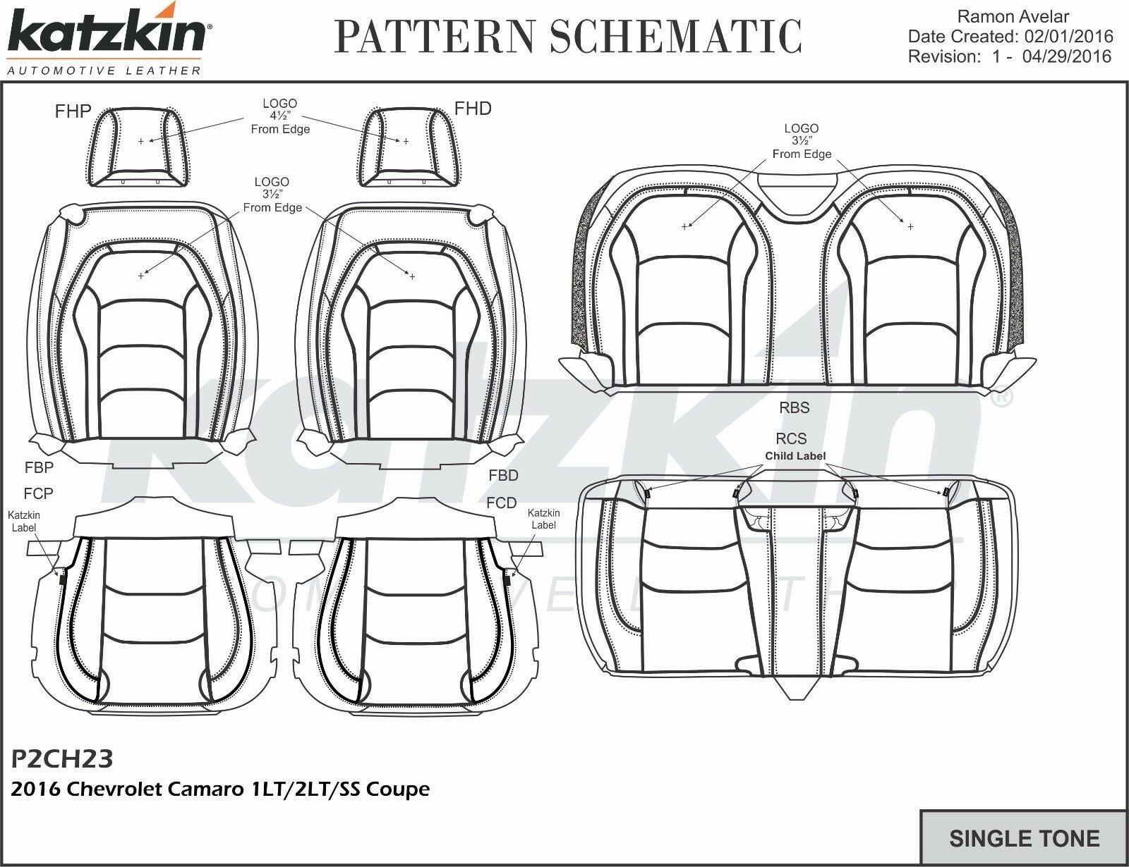 2016-2020 Chevrolet Camaro Coupe LS RS SS Katzkin Red Leather Seat Covers Kit