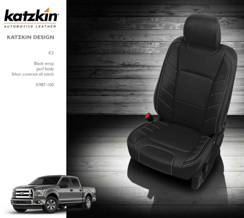 2019-2020 Ford F-150 XLT Super Crew Katzkin Leather Seat Covers LIMITED Black