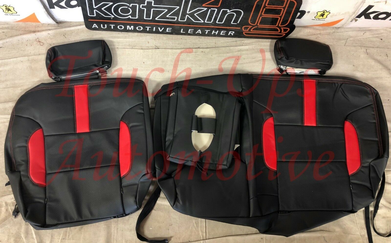 2014-2018 Chevrolet Crew Cab LT KATZKIN Black Red Silverado Leather Seat Covers