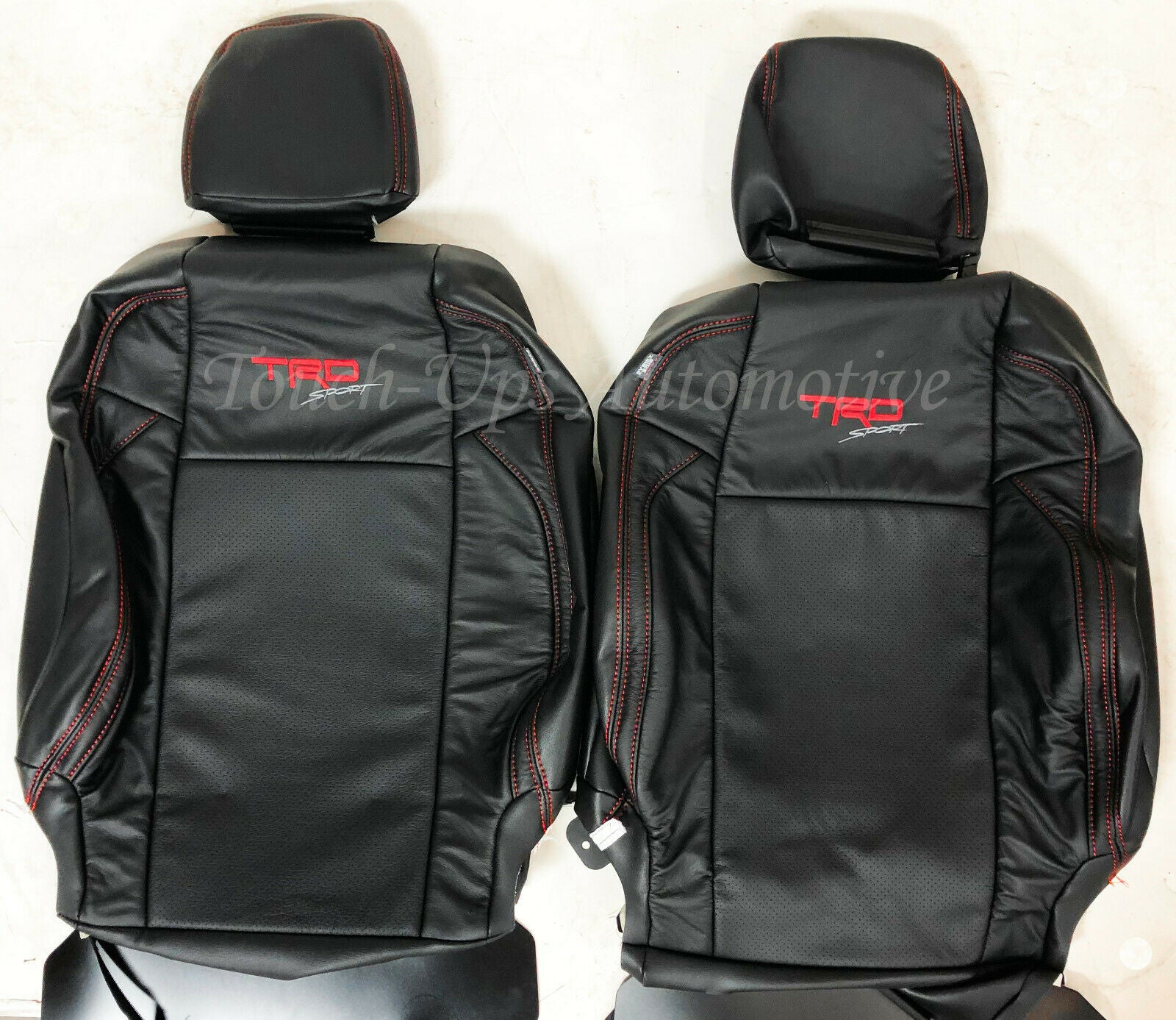 2016-2020 Toyota Tacoma Double Cab ALEA Black Red Leather Seat Covers Logo TRD