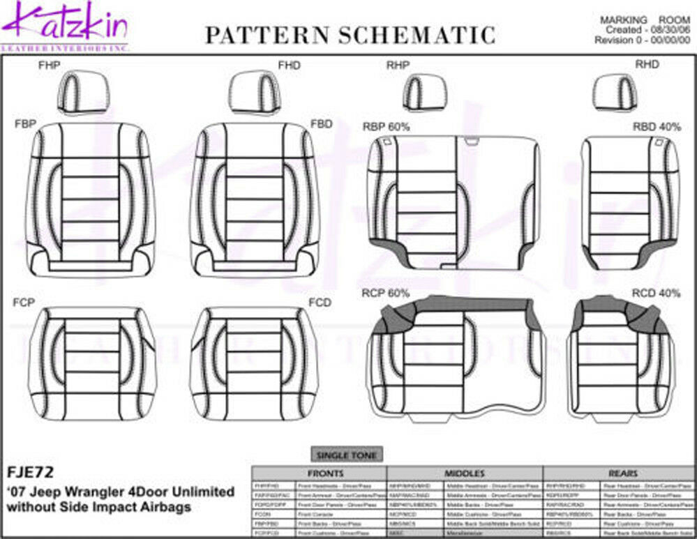 2007 Jeep Wrangler KATZKIN Leather Seat Covers Replace Kit Salsa 4 Door Custom
