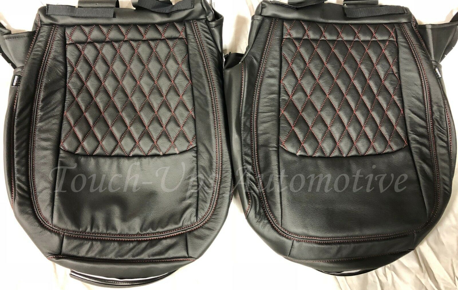 2018-22 Jeep Wrangler JL Leather Seat Covers Black Red Diamond Tekstitch Inserts