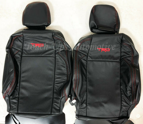 2016-21 Toyota Tacoma Double Cab ALEA Black Red Stitch Leather Seat Covers TRD