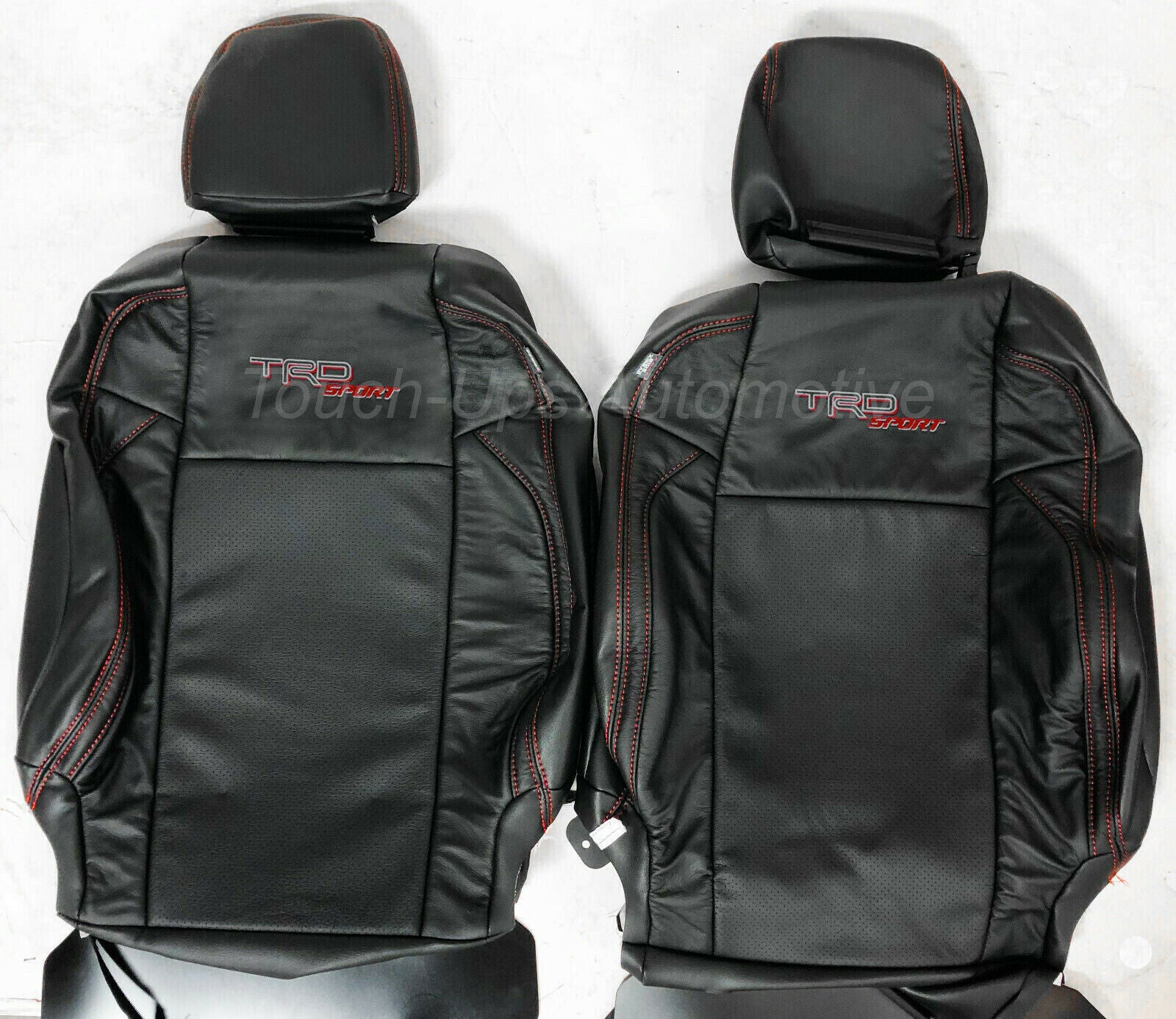 2016-2022 Toyota Tacoma Double Cab Katzkin Black Red Leather Seat Covers Logo TRD Sport