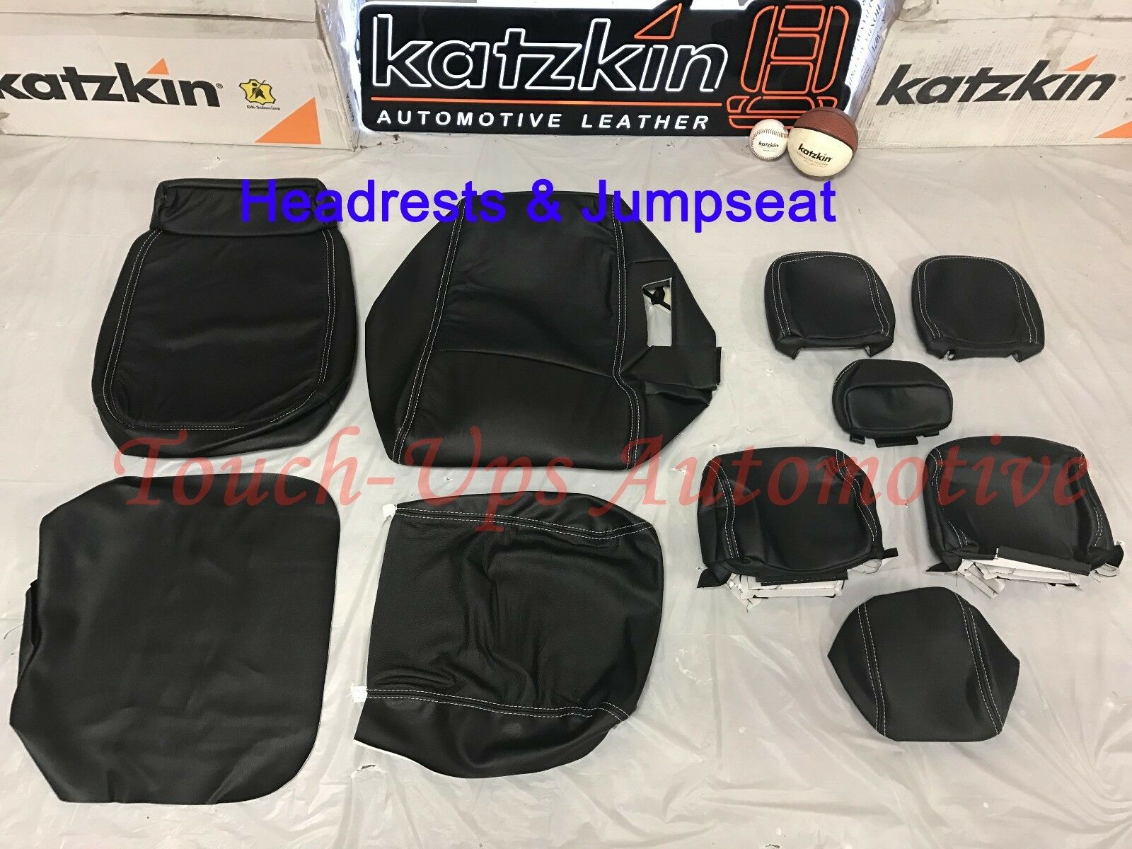 2017-2021 Ford F-250 XLT SuperCrew Katzkin Leather Seat Covers Black Jump F398I