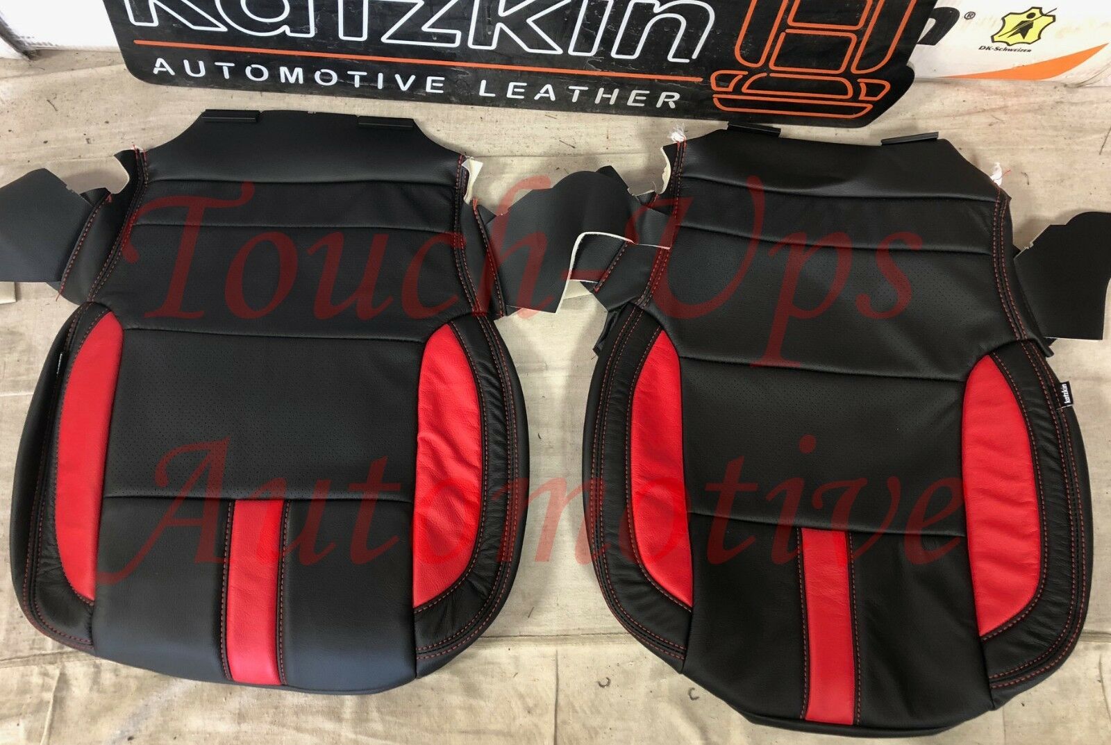 2014-2018 Chevrolet Crew Cab LT KATZKIN Black Red Silverado Leather Seat Covers