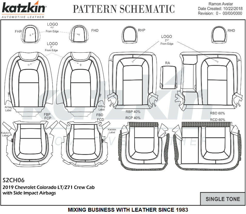 2019-2021 Colorado Crew Cab LT KATZKIN Leather Seat Covers Black Factory Match
