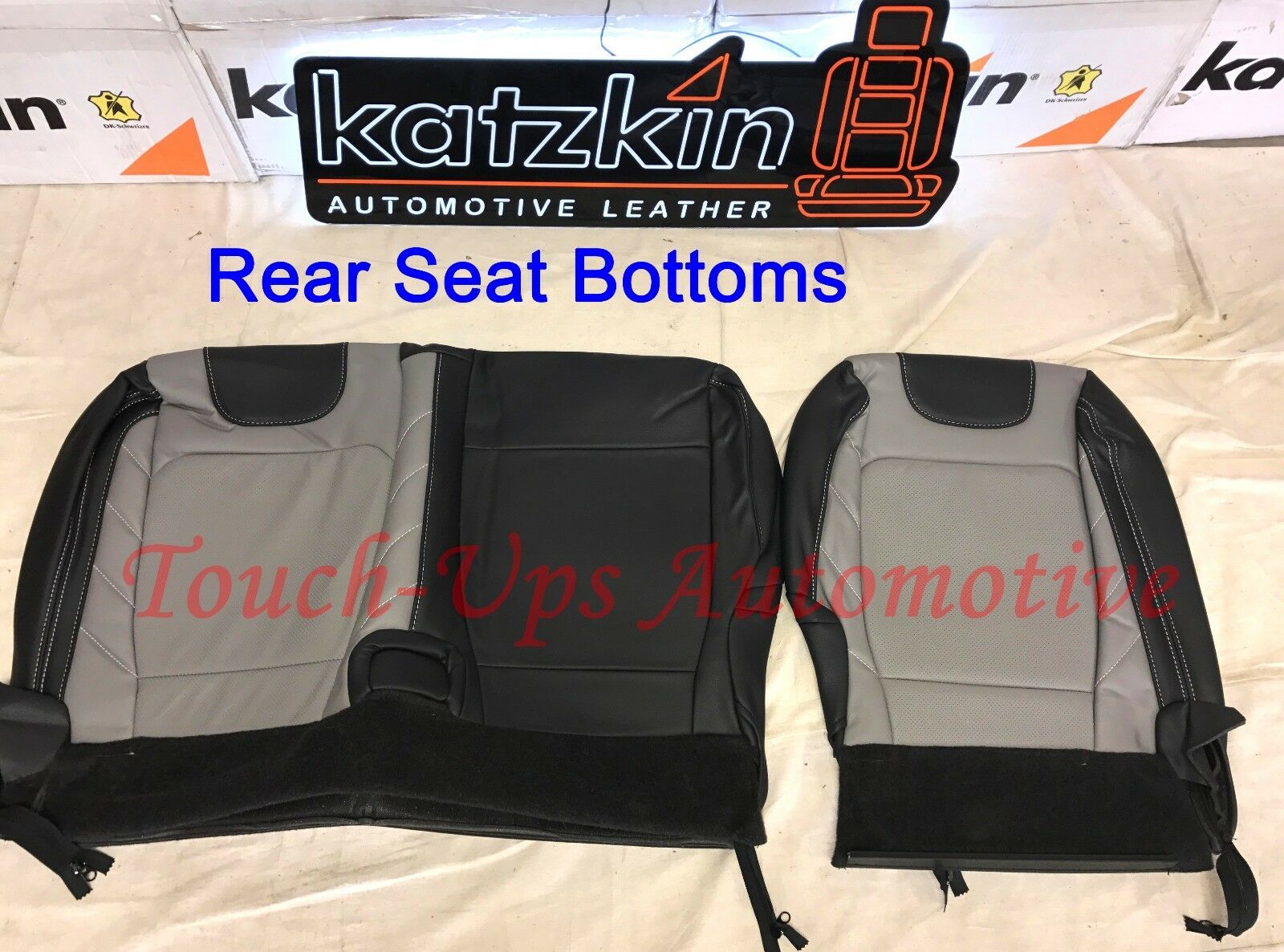 2017-2018 Ford F-250 XLT SuperCrew KATZKIN Leather Seat Covers Black Gray Lim
