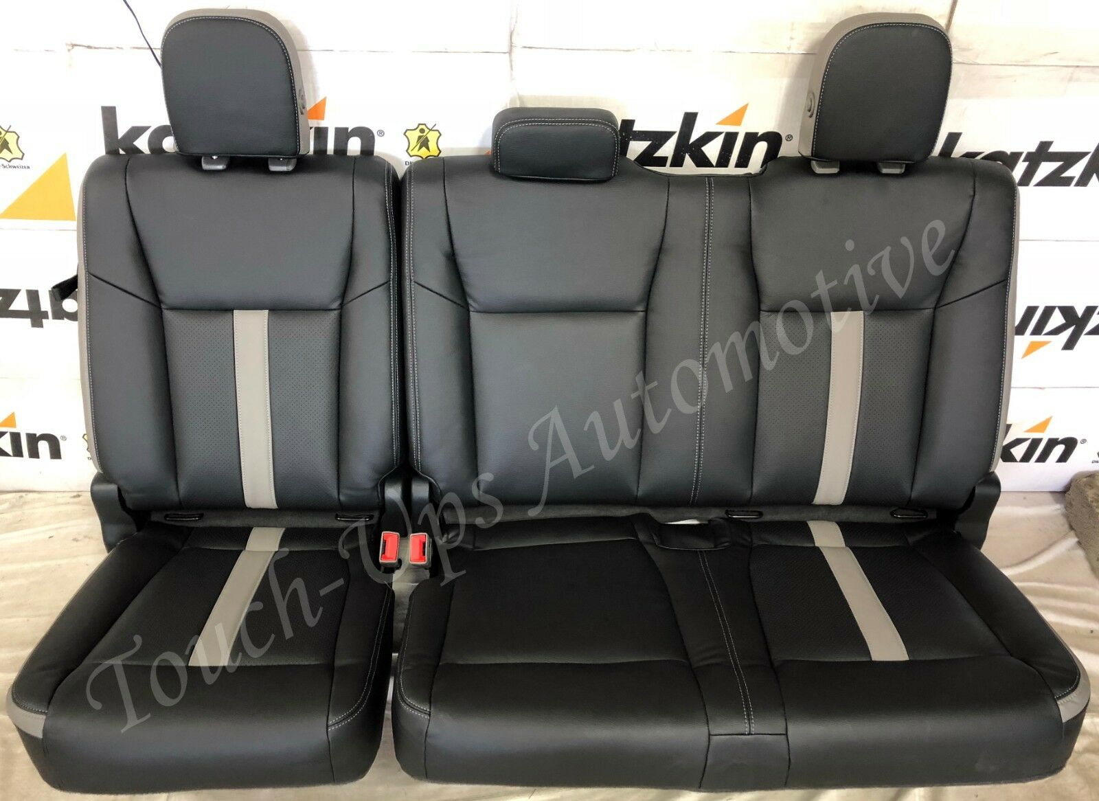 2019-2020 Ford F-150 XLT SuperCrew Katzkin Leather Seat Covers Black Gray SEMA