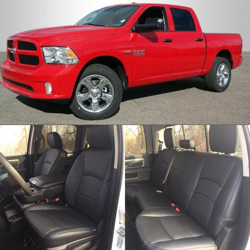 2013-2018 Dodge Ram Crew Cab Black Katzkin Leather Seats Kit Replacements Jump