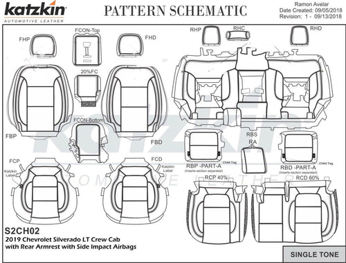 2019-2022 Chevrolet Silverado Crew Cab LT KATZKIN Leather Seat Covers Kit Salsa