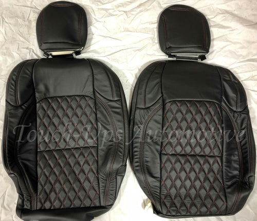 2018-22 Jeep Wrangler JL Leather Seat Covers Black Red Diamond Tekstitch Inserts