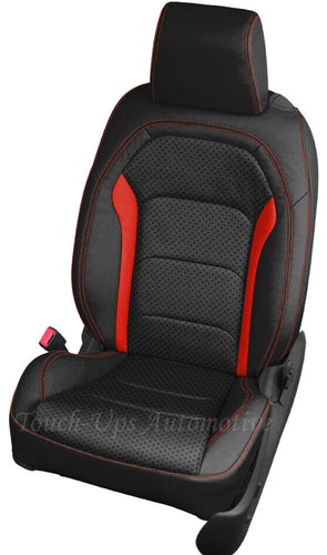 KATZKIN Salsa Black Leather Seat Covers 16-20 Chevrolet Camaro Coupe LS RS SS