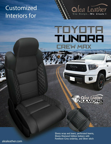 2014-2021 Toyota Tundra CrewMax ALEA Diamond Edition Leather Seat Covers Black