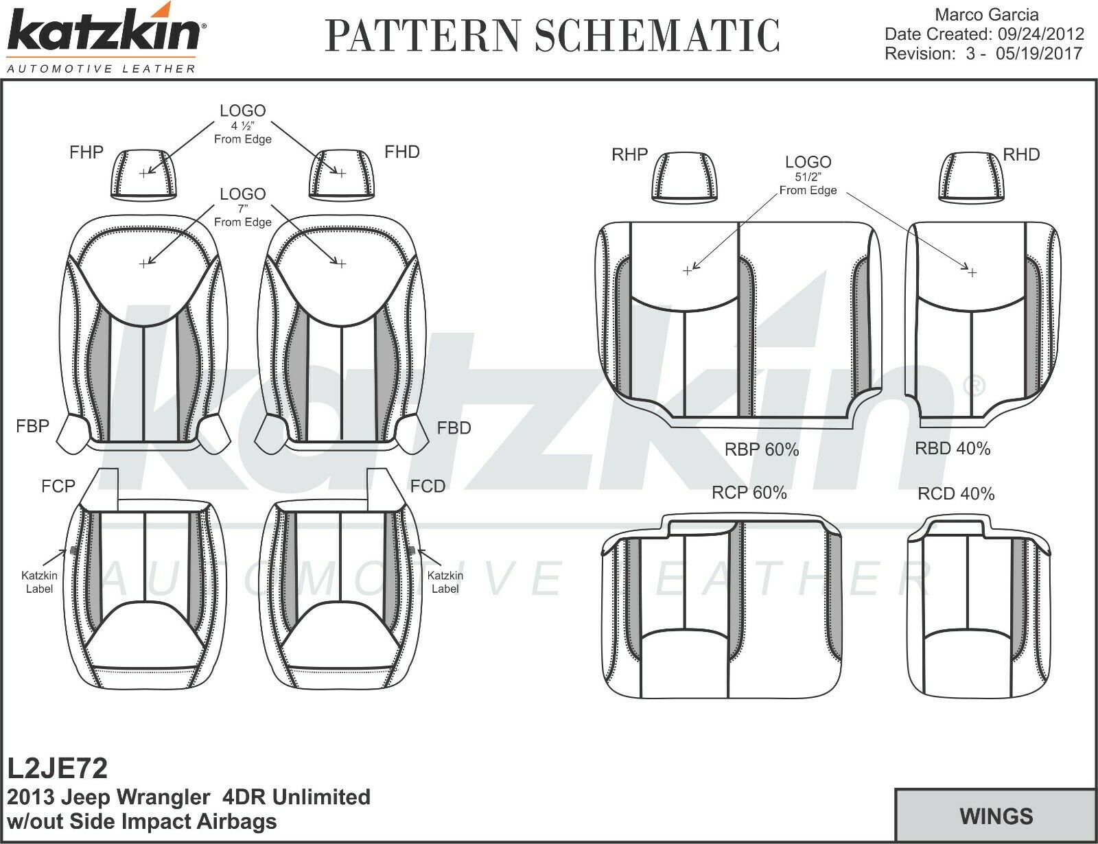 KATZKIN Leather Seats Covers Kit 2013-2018 Jeep Wrangler JK Black Salsa 4 Door