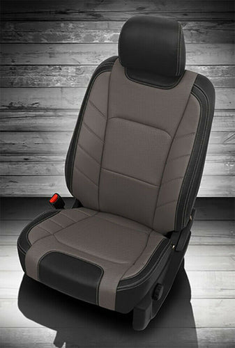 2019-20 Ford F-250 XLT SuperCrew KATZKIN Leather Seat Covers Black Gray Jumpseat